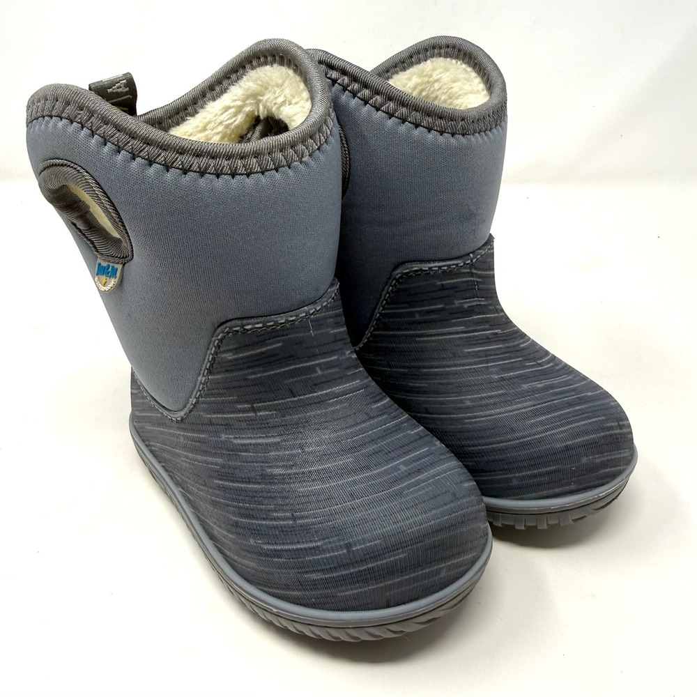 Jan & Jul Kids Waterproof Neoprene Faux Fur Lined Rain Snow Boots Gray Size 7